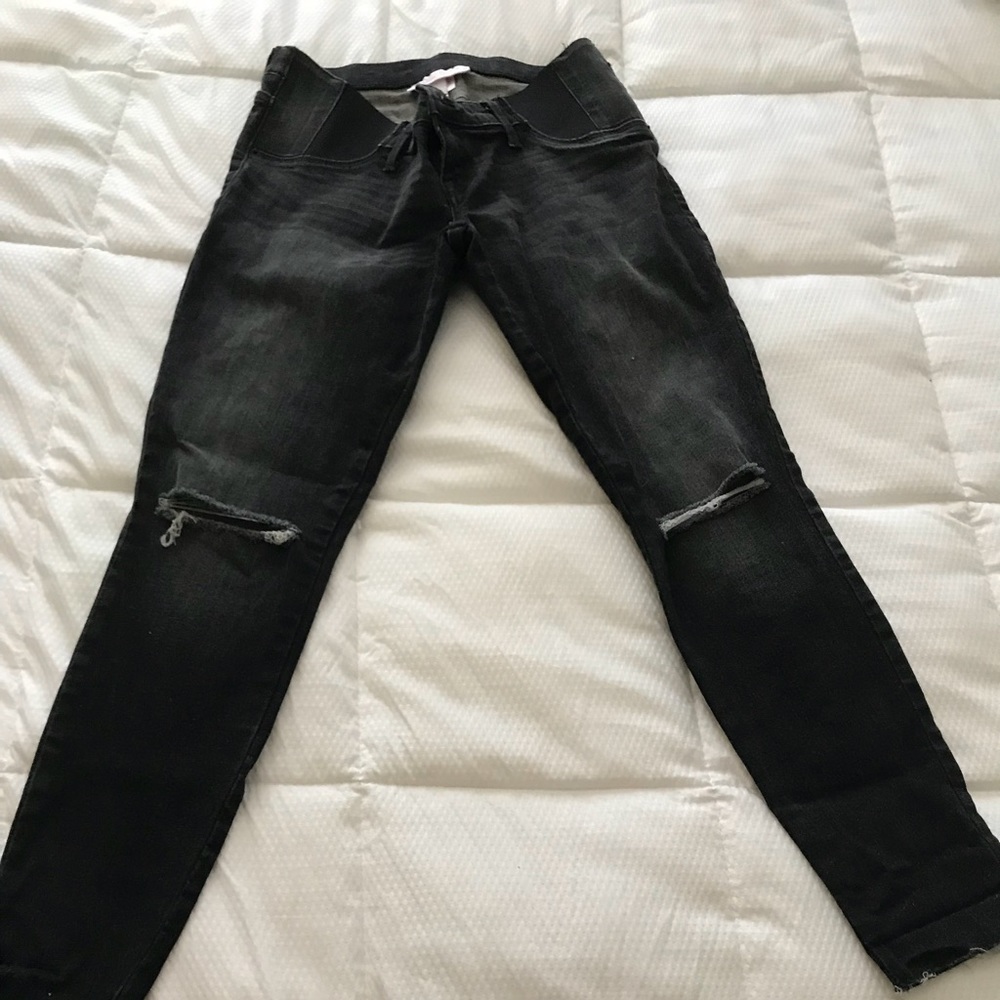 Black Distressed Maternity Jeans